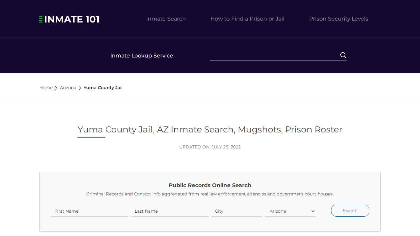 Yuma County Jail, AZ Inmate Search, Mugshots, Prison ...